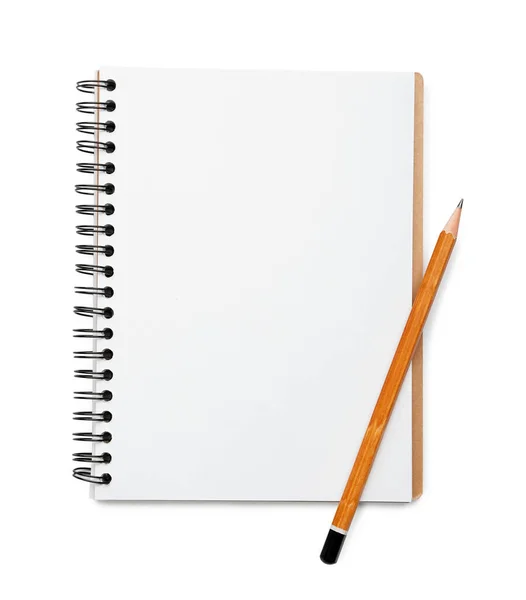 Notebook Pencil Isolated White Top View — 스톡 사진