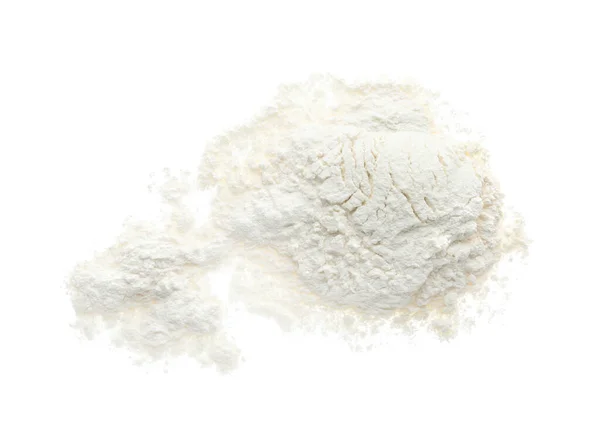 白い上面に隔離された有機小麦粉の山 — ストック写真
