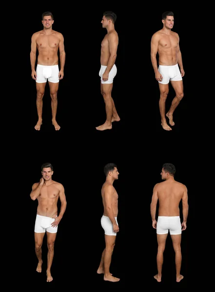 Collage Man Underwear Black Background — 스톡 사진