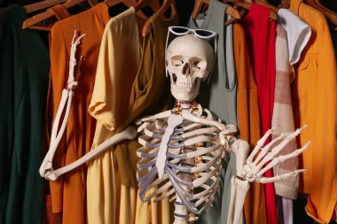 Giysiler arasında yapay insan iskeleti modeli