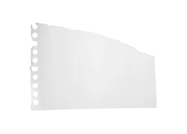 Pedaço de papel de caderno em branco isolado sobre branco. Espaço para desig — Fotografia de Stock