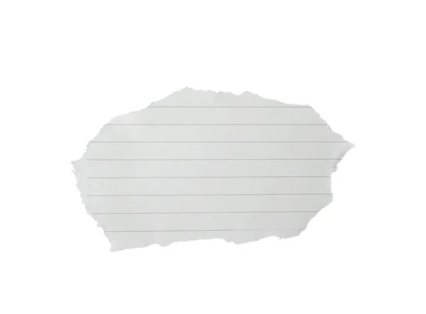 Pedaço de papel de caderno em branco isolado sobre branco. Espaço para desig — Fotografia de Stock