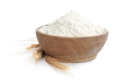 Beyaz üzerine izole edilmiş organik un ve dikenler.