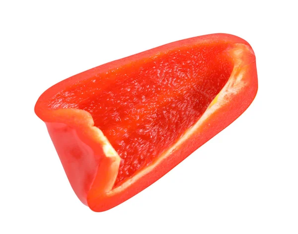Slice Red Bell Pepper Isolated White — Stock Photo, Image