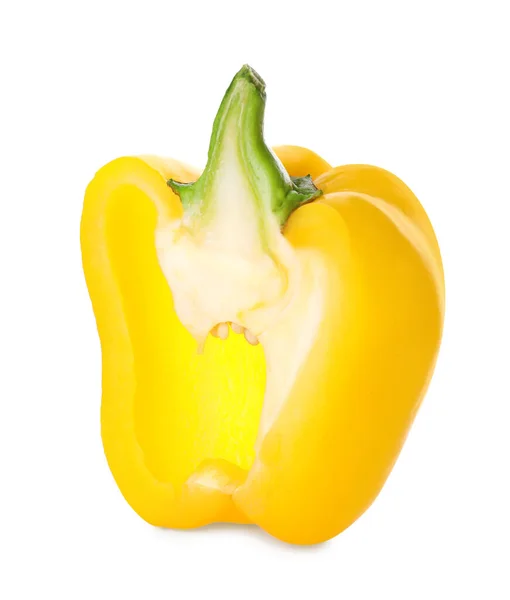 Skär Gul Paprika Isolerad Vit — Stockfoto