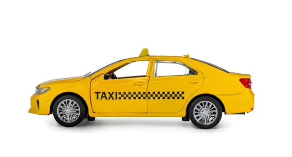 Amarelo Táxi Carro Modelo Isolado Branco — Fotografia de Stock