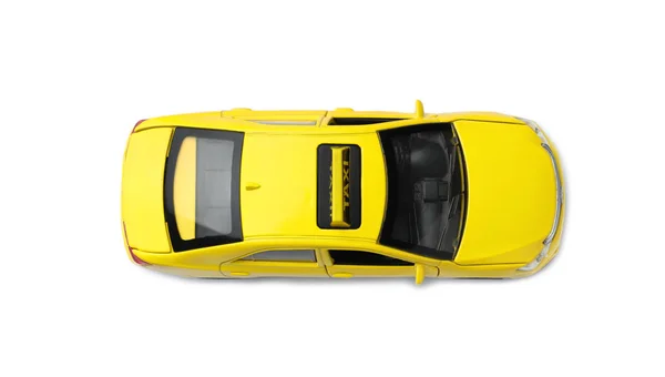 Yellow Taxi Car Model White Background Top View — Stock Photo, Image