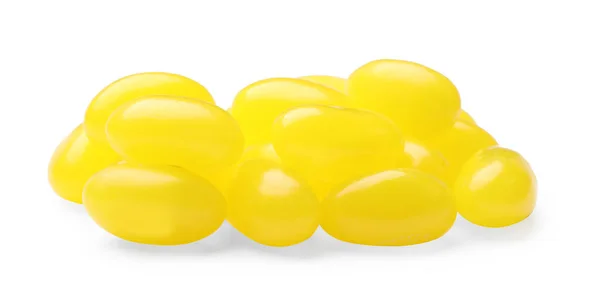Smaklig Liten Citron Droppar Isolerade Vitt — Stockfoto