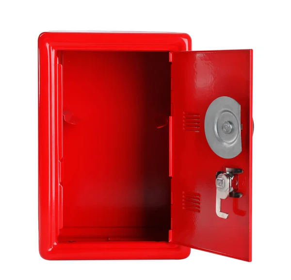 Open Red Steel Safe Isolated White — Stock Photo, Image