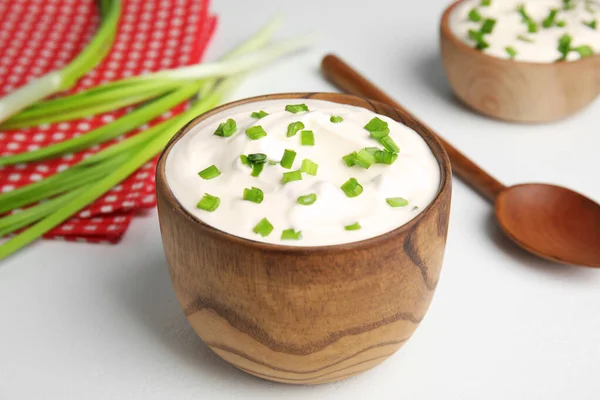 Fresh Sour Cream Onion White Table — Stock Photo, Image