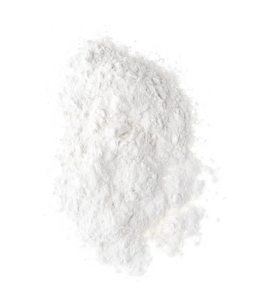 白い上面に隔離された有機小麦粉の山 — ストック写真