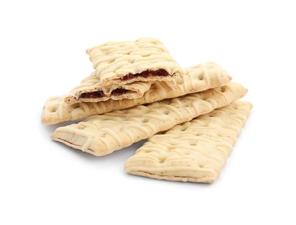 Chutné sušenky s vyplněním izolované na bílém — Stock fotografie