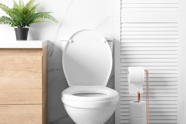 Holder Paper Rolls Toilet Bowl Bathroom — Stock Photo, Image