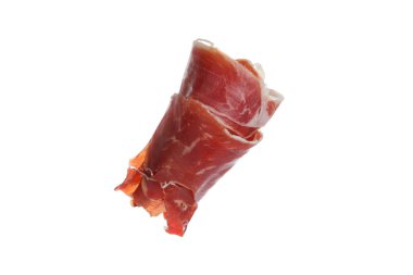 Lezzetli prosciutto rulosu beyaza izole edilmiş.