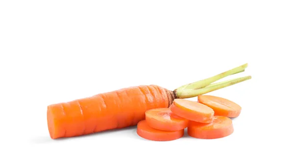 Fresh ripe juicy carrots isolated on white — Stock Photo, Image