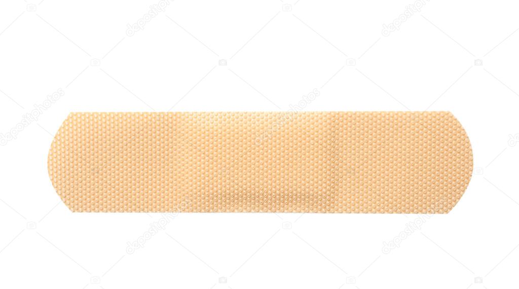 Medical sticking plaster isolated on white. First aid item