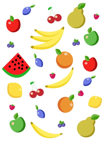 Ilustraciones Frutas Bayas Sobre Fondo Blanco Recomendaciones Del Nutricionista — Foto de Stock