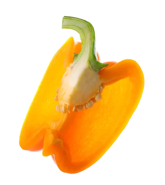 Skiva Apelsin Paprika Isolerad Vit — Stockfoto