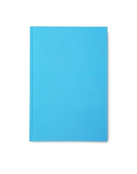 Notebook azul claro elegante isolado em branco, vista superior — Fotografia de Stock