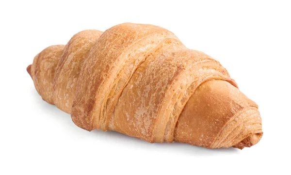 Chutný čerstvý křupavý croissant izolovaný na bílém — Stock fotografie