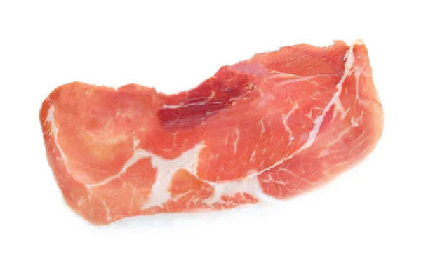 Ízletes Prosciutto Fehér Háttér Felső Nézet — Stock Fotó