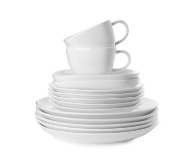 Temiz sofra takımı beyaz üzerine izole edildi