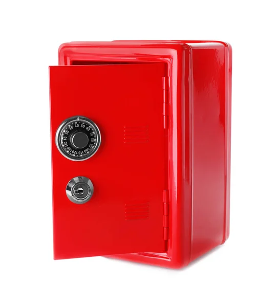 Open Red Steel Safe Isolated White — Stock Photo, Image