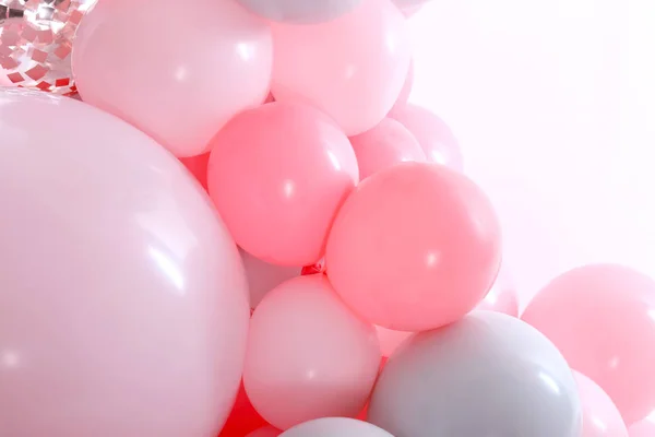 Hermosos Globos Colores Sobre Fondo Blanco Primer Plano — Foto de Stock