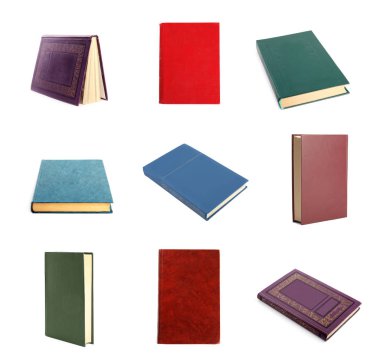 Sert kapaklı kitap beyaz, üst görünümde izole