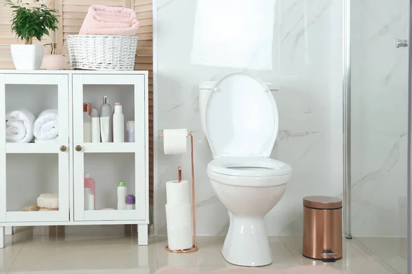 Modern Banyo Içinde Şık Bir Klozet — Stok fotoğraf