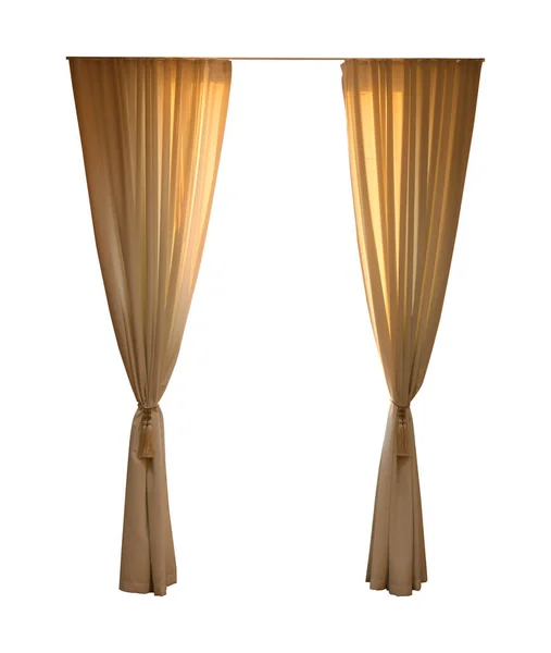 Beautiful Elegant Brown Curtains White Background — Stock Photo, Image