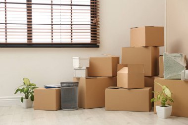 Odadaki pencerenin yanındaki kutuları taşıyorum.