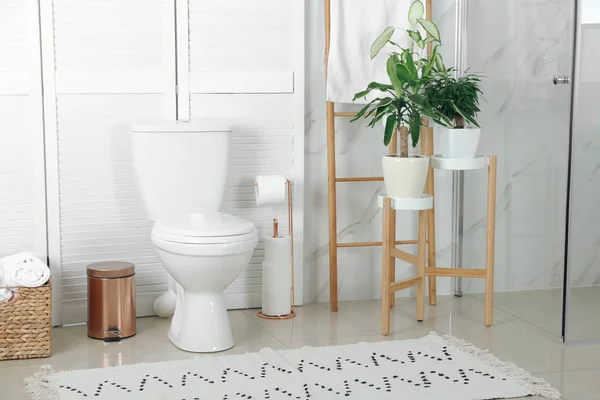 Stilig Toalettskål Moderne Toalettinteriør – stockfoto