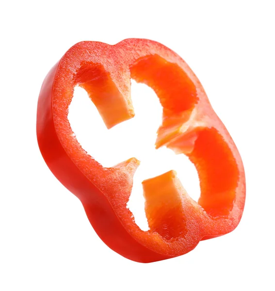 Scheibe Roter Paprika Isoliert Auf Weißem Papier — Stockfoto