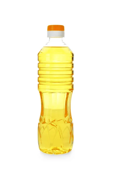 Főzőolaj fehér alapon izolált műanyag palackban — Stock Fotó