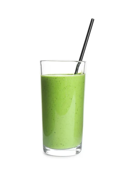 Tasty fresh kale smoothie on white background — 스톡 사진