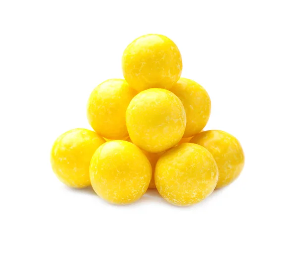 Savoureux Petits Gouttes Citron Isolé Sur Blanc — Photo