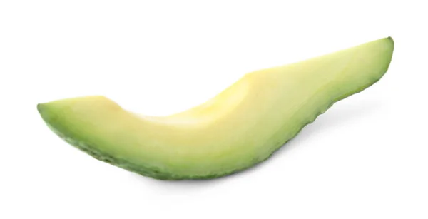 Scheibe Leckere Reife Avocado Isoliert Auf Weiß — Stockfoto