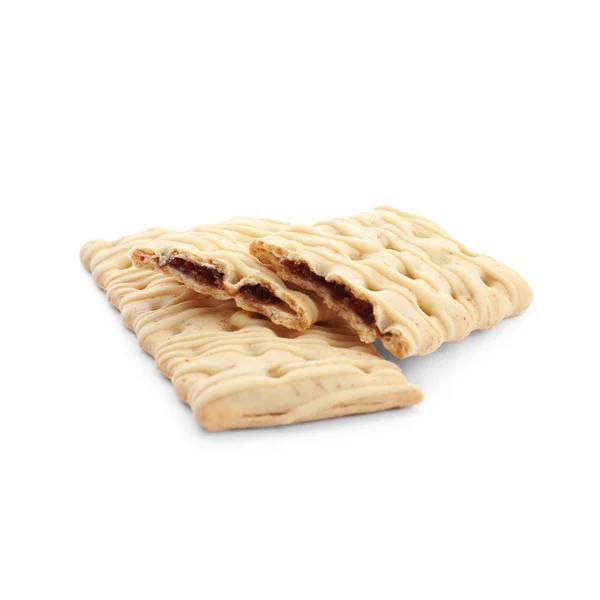 Chutné sušenky s vyplněním izolované na bílém — Stock fotografie