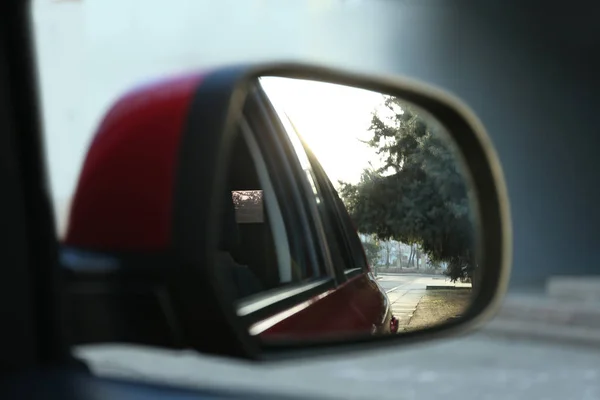 Espelho Retrovisor Lateral Carro Moderno Livre Close — Fotografia de Stock