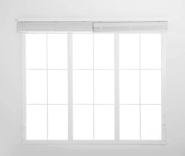 Fenêtre Avec Stores Blancs Ouverts Dans Chambre — Photo