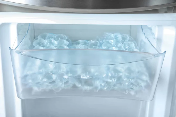 Plastic Bags Ice Cubes Fridge — 스톡 사진