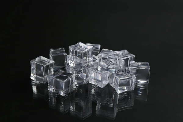 Crystal Clear Ice Cubes Black Background — 스톡 사진