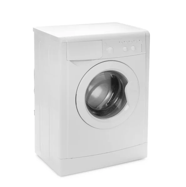 現代の洗濯機は白で隔離されている 洗濯日 — ストック写真