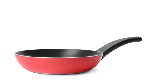 Modern red frying pan isolated on white — 스톡 사진
