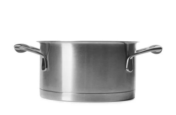 Empty modern steel pot isolated on white — 스톡 사진