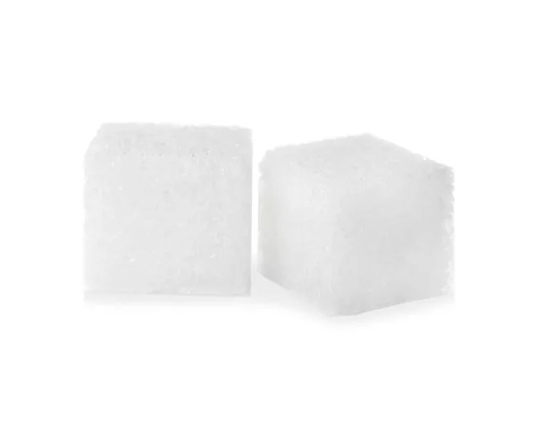 Pure refined sugar cubes isolated on white — 스톡 사진