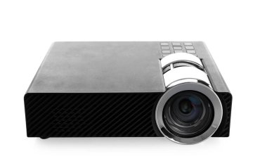 Modern dijital video projektörü beyaza izole edildi