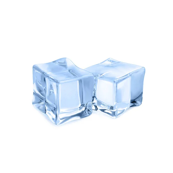 Krystalicznie czyste kostki lodu izolowane na białym — Zdjęcie stockowe