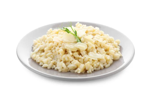 Delicioso Risotto Con Queso Aislado Sobre Blanco — Foto de Stock